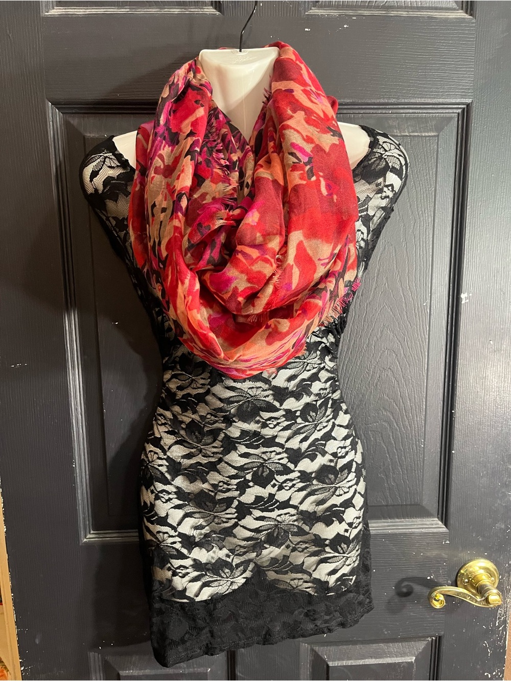 Women’s Floral Infinity Scarf in Red and Pink
